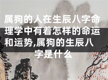属狗的人在生辰八字命理学中有着怎样的命运和运势,属狗的生辰八字是什么