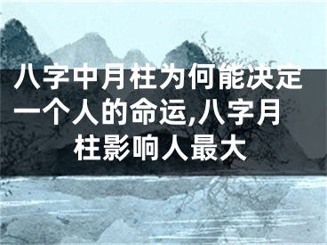 八字中月柱为何能决定一个人的命运,八字月柱影响人最大