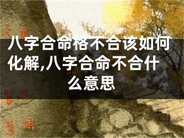 八字合命格不合该如何化解,八字合命不合什么意思