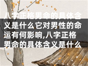 八字正格男命的具体含义是什么它对男性的命运有何影响,八字正格男命的具体含义是什么