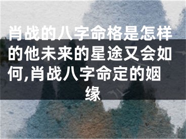 肖战的八字命格是怎样的他未来的星途又会如何,肖战八字命定的姻缘
