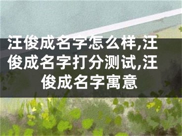汪俊成名字怎么样,汪俊成名字打分测试,汪俊成名字寓意