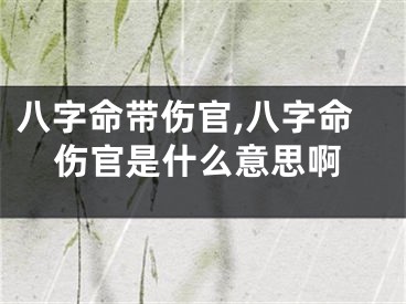 八字命带伤官,八字命伤官是什么意思啊