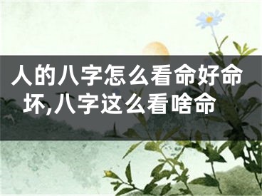 人的八字怎么看命好命坏,八字这么看啥命