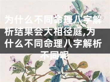 为什么不同命理八字解析结果会大相径庭,为什么不同命理八字解析不同呢