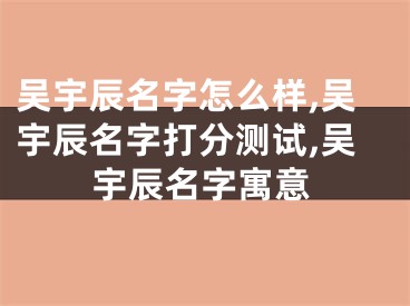 吴宇辰名字怎么样,吴宇辰名字打分测试,吴宇辰名字寓意