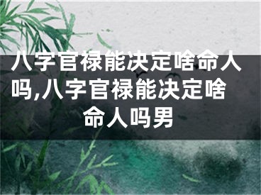 八字官禄能决定啥命人吗,八字官禄能决定啥命人吗男