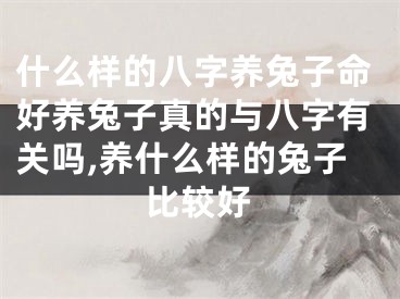 什么样的八字养兔子命好养兔子真的与八字有关吗,养什么样的兔子比较好