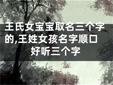 王氏女宝宝取名三个字的,王姓女孩名字顺口好听三个字