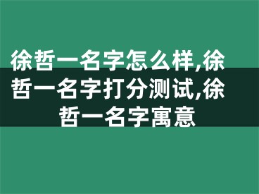 徐哲一名字怎么样,徐哲一名字打分测试,徐哲一名字寓意