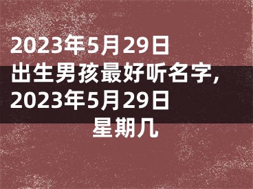 2023年5月29日出生男孩最好听名字,2023年5月29日星期几