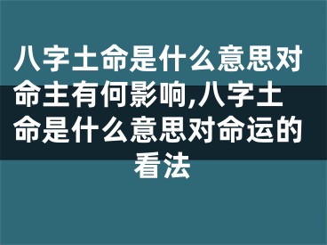 八字土命是什么意思对命主有何影响,八字土命是什么意思对命运的看法