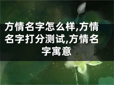 方情名字怎么样,方情名字打分测试,方情名字寓意