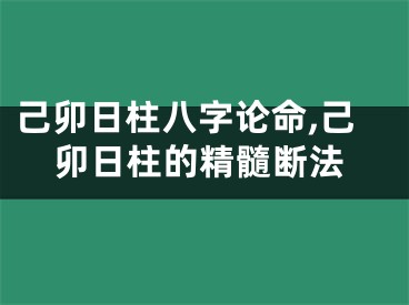己卯日柱八字论命,己卯日柱的精髓断法