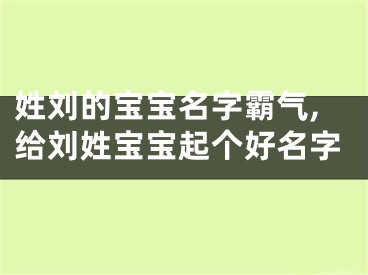 姓刘的宝宝名字霸气,给刘姓宝宝起个好名字