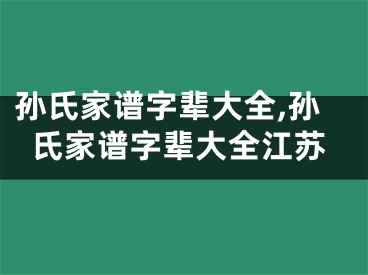 孙氏家谱字辈大全,孙氏家谱字辈大全江苏
