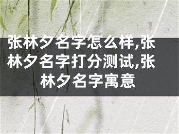 张林夕名字怎么样,张林夕名字打分测试,张林夕名字寓意