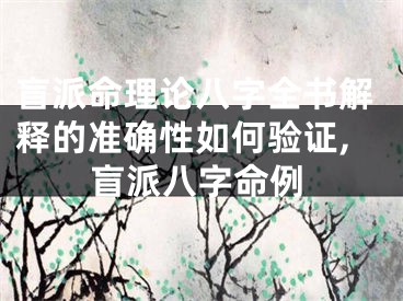 盲派命理论八字全书解释的准确性如何验证,盲派八字命例