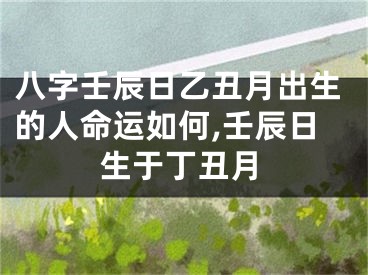 八字壬辰日乙丑月出生的人命运如何,壬辰日生于丁丑月