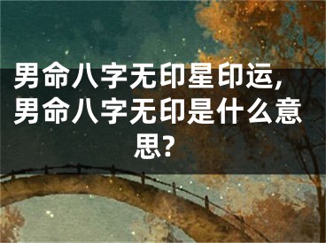 男命八字无印星印运,男命八字无印是什么意思?