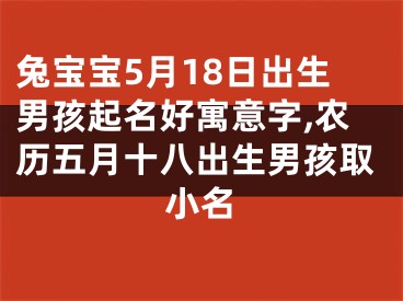兔宝宝5月18日出生男孩起名好寓意字,农历五月十八出生男孩取小名