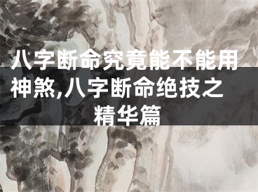 八字断命究竟能不能用神煞,八字断命绝技之精华篇
