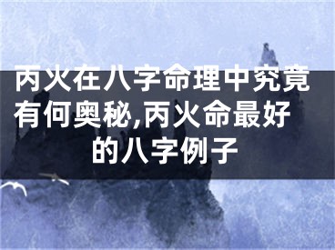 丙火在八字命理中究竟有何奥秘,丙火命最好的八字例子