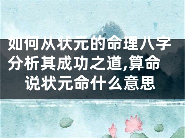 如何从状元的命理八字分析其成功之道,算命说状元命什么意思