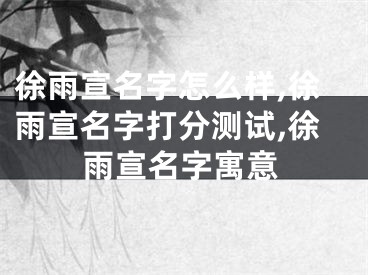 徐雨宣名字怎么样,徐雨宣名字打分测试,徐雨宣名字寓意