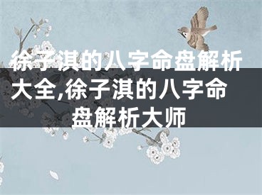 徐子淇的八字命盘解析大全,徐子淇的八字命盘解析大师