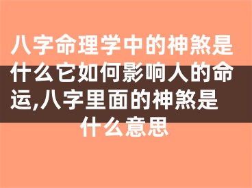 八字命理学中的神煞是什么它如何影响人的命运,八字里面的神煞是什么意思