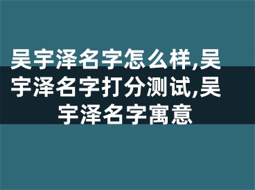 吴宇泽名字怎么样,吴宇泽名字打分测试,吴宇泽名字寓意