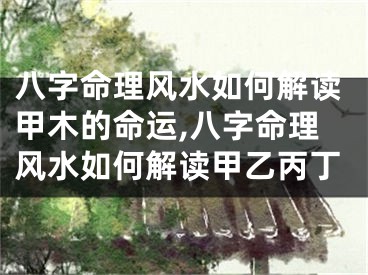 八字命理风水如何解读甲木的命运,八字命理风水如何解读甲乙丙丁