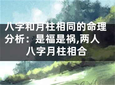 八字和月柱相同的命理分析：是福是祸,两人八字月柱相合