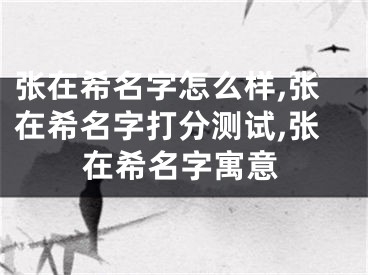 张在希名字怎么样,张在希名字打分测试,张在希名字寓意