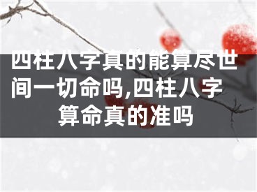 四柱八字真的能算尽世间一切命吗,四柱八字算命真的准吗