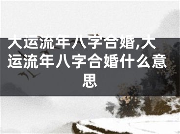 大运流年八字合婚,大运流年八字合婚什么意思