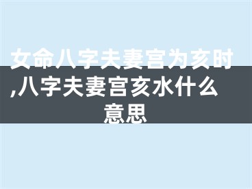 女命八字夫妻宫为亥时,八字夫妻宫亥水什么意思