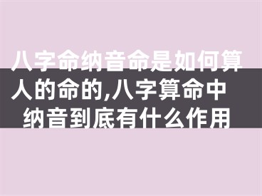 八字命纳音命是如何算人的命的,八字算命中纳音到底有什么作用