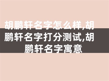 胡鹏轩名字怎么样,胡鹏轩名字打分测试,胡鹏轩名字寓意