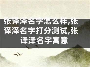 张译泽名字怎么样,张译泽名字打分测试,张译泽名字寓意