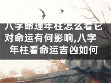 八字命理年柱怎么看它对命运有何影响,八字年柱看命运吉凶如何