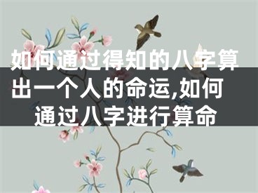 如何通过得知的八字算出一个人的命运,如何通过八字进行算命