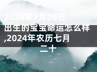 2024年7月26日出生的宝宝命运怎么样,2024年农历七月二十