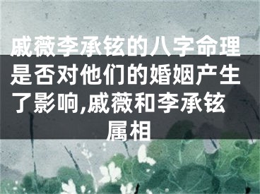 戚薇李承铉的八字命理是否对他们的婚姻产生了影响,戚薇和李承铉属相