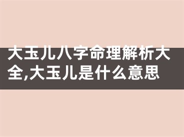 大玉儿八字命理解析大全,大玉儿是什么意思