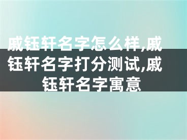 戚钰轩名字怎么样,戚钰轩名字打分测试,戚钰轩名字寓意