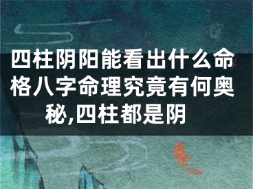 四柱阴阳能看出什么命格八字命理究竟有何奥秘,四柱都是阴