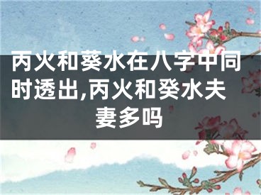 丙火和葵水在八字中同时透出,丙火和癸水夫妻多吗