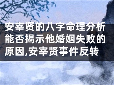安宰贤的八字命理分析能否揭示他婚姻失败的原因,安宰贤事件反转